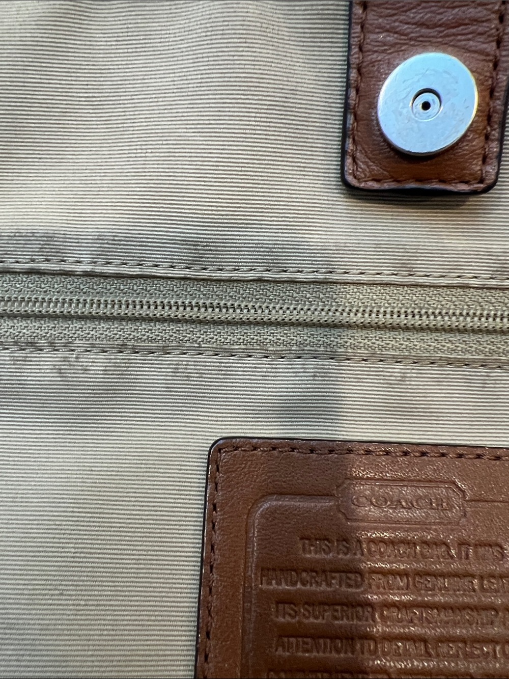 Coach Cream and Brown Leather Two-Tone Tote - Picture 14 of 15